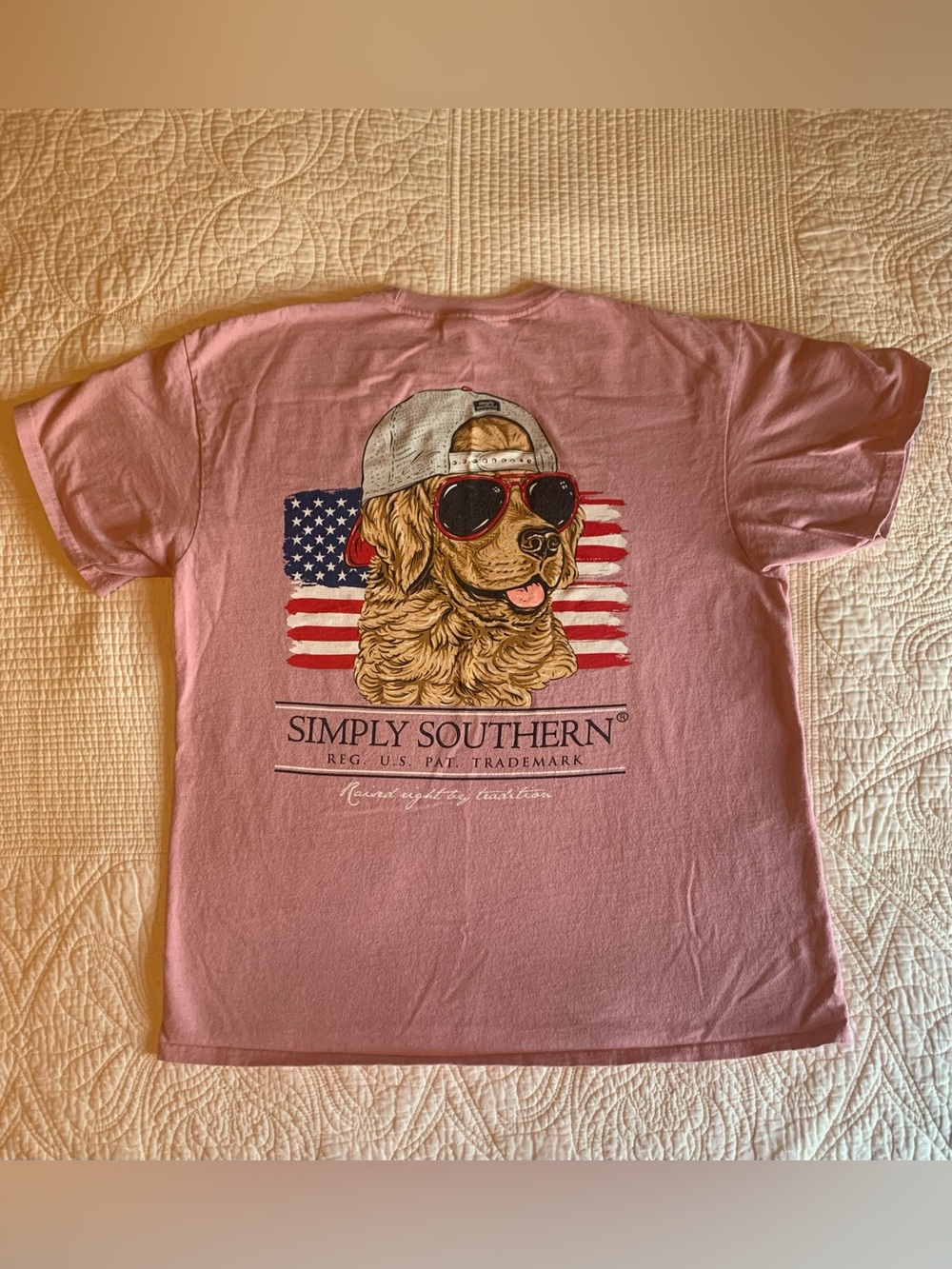 Simply Southern Golden Retriever American Flag Patriotic T-Shirt